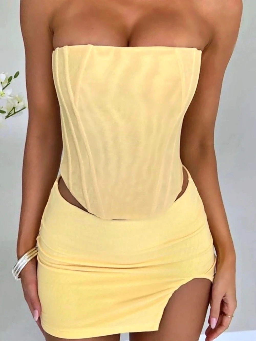 Babyboo Corset Crop Top in Yellow
